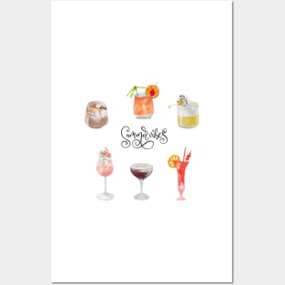 Watercolour Summer Cocktail Collection Posters and Art